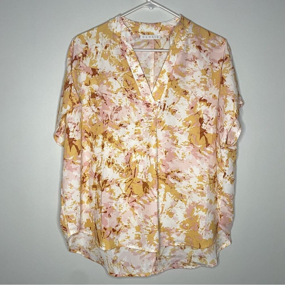 Karlie Short Sleeve Split Neck Oversize Top Size S